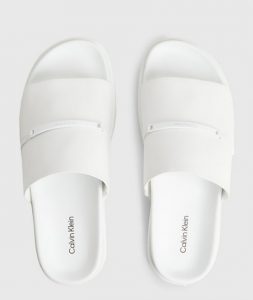CALVIN KLEIN – Sandali in Pelle Craquelé Bianchi