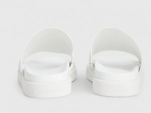 CALVIN KLEIN – Sandali in Pelle Craquelé Bianchi