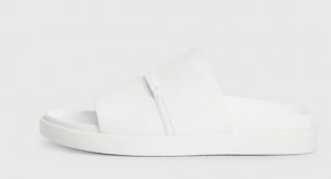 CALVIN KLEIN – Sandali in Pelle Craquelé Bianchi