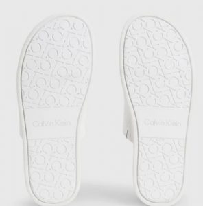 CALVIN KLEIN – Sandali in Pelle Craquelé Bianchi