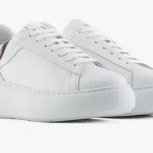 ARMANI EXCHANGE – Sneakers in pelle con dettaglio a contrasto Bianca