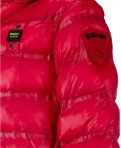 BLAUER – Giubbino Teen in nylon con cappuccio e imbottitura in ovatta Rosso