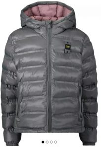 BLAUER – Giubbino Kids in nylon con cappuccio e imbottitura in ovatta Grigio