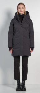 BOMBOOGIE – Parka Donna Bimaterico dalla Linea Avvitata Nero