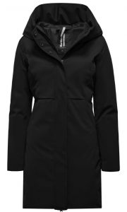 BOMBOOGIE – Parka Donna Bimaterico dalla Linea Avvitata Nero