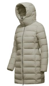 BOMBOOGIE – Piumino Donna in Nylon Stretch con Cappuccio Staccabile Grigio Cristallo