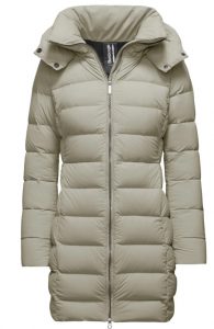 BOMBOOGIE – Piumino Donna in Nylon Stretch con Cappuccio Staccabile Grigio Cristallo
