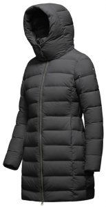 BOMBOOGIE – Piumino Donna in Nylon Stretch con Cappuccio Staccabile Grigio Antracite