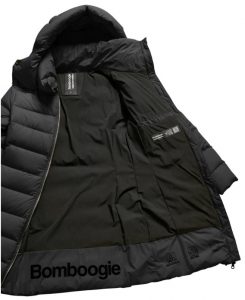 BOMBOOGIE – Piumino Donna in Nylon Stretch con Cappuccio Staccabile Grigio Antracite