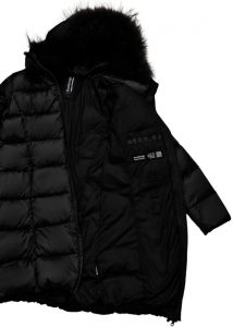 BOMBOOGIE – Piumino Donna in Nylon Bright con Cappuccio in Pelliccia Nero