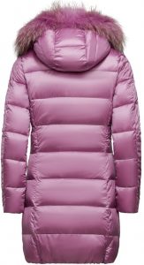 BOMBOOGIE – Piumino Donna in Nylon Bright con Cappuccio in Pelliccia Malva