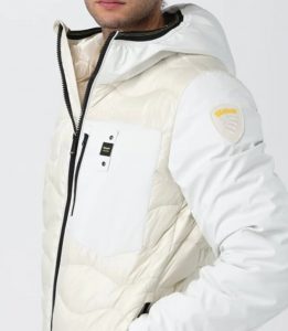 BLAUER – Piumino Ondina Uomo con Braccia e Cappuccio in Neoprene Bianco