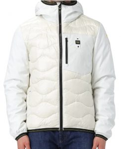 BLAUER – Piumino Ondina Uomo con Braccia e Cappuccio in Neoprene Bianco