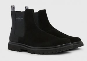 CALVIN KLEIN JEANS – Stivaletti Uomo Chelsea in Camoscio Nero