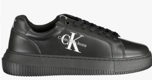 CALVIN KLEIN JEANS – Sneaker Basse Donna in Pelle Triplo Nero