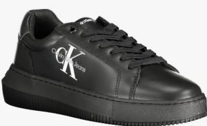 CALVIN KLEIN JEANS – Sneaker Basse Donna in Pelle Triplo Nero