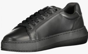CALVIN KLEIN JEANS – Sneaker Basse Donna in Pelle Triplo Nero
