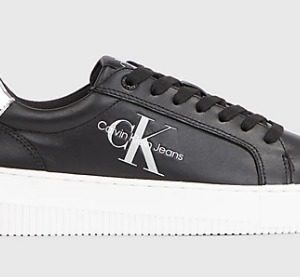 CALVIN KLEIN JEANS – Sneaker Donna in Pelle Nere/Argento
