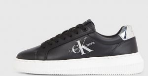 CALVIN KLEIN JEANS – Sneaker Donna in Pelle Nere/Argento