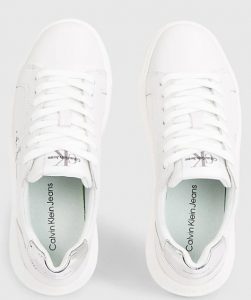 CALVIN KLEIN JEANS – Sneaker Donna in Pelle Bianche/Argento