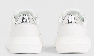 CALVIN KLEIN JEANS – Sneaker Donna in Pelle Bianche/Argento