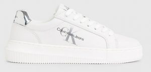 CALVIN KLEIN JEANS – Sneaker Donna in Pelle Bianche/Argento