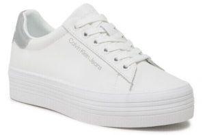 CALVIN KLEIN JEANS- Sneaker Donna Stringata a Forma Piatta Bianca