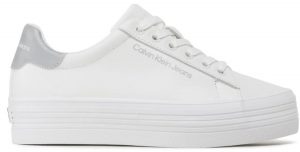 CALVIN KLEIN JEANS- Sneaker Donna Stringata a Forma Piatta Bianca