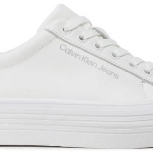 CALVIN KLEIN JEANS- Sneaker Donna Stringata a Forma Piatta Bianca