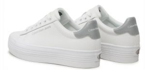 CALVIN KLEIN JEANS- Sneaker Donna Stringata a Forma Piatta Bianca