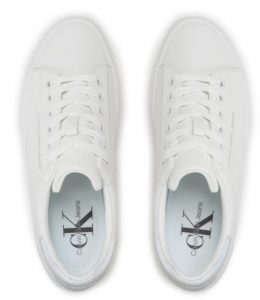 CALVIN KLEIN JEANS- Sneaker Donna Stringata a Forma Piatta Bianca