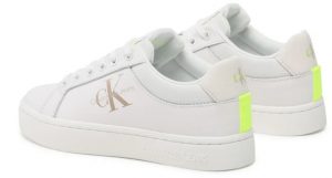 CALVIN KLEIN JEANS- Sneaker Donna Suola Classica Bianca Contrasto Fluo