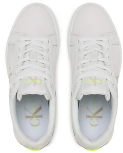 CALVIN KLEIN JEANS- Sneaker Donna Suola Classica Bianca Contrasto Fluo