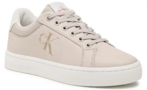 CALVIN KLEIN JEANS – Sneaker Donna Suola Classica Bianca Guscio d’Uovo Contrasto Fluo