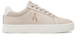 CALVIN KLEIN JEANS – Sneaker Donna Suola Classica Bianca Guscio d’Uovo Contrasto Fluo
