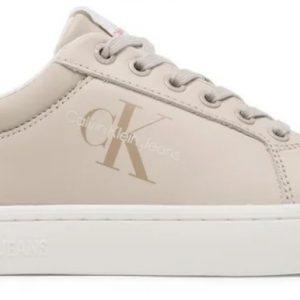 CALVIN KLEIN JEANS – Sneaker Donna Suola Classica Bianca Guscio d’Uovo Contrasto Fluo