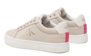 CALVIN KLEIN JEANS – Sneaker Donna Suola Classica Bianca Guscio d’Uovo Contrasto Fluo
