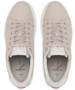 CALVIN KLEIN JEANS – Sneaker Donna Suola Classica Bianca Guscio d’Uovo Contrasto Fluo