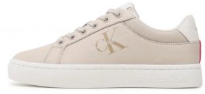 CALVIN KLEIN JEANS – Sneaker Donna Suola Classica Bianca Guscio d’Uovo Contrasto Fluo