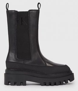 CALVIN KLEIN JEANS – Stivali Donna in Pelle con Zeppa Triplo Nero