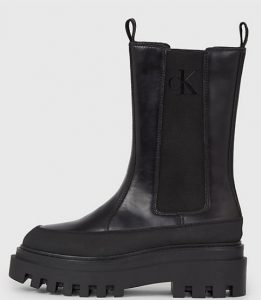 CALVIN KLEIN JEANS – Stivali Donna in Pelle con Zeppa Triplo Nero