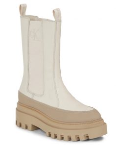 CALVIN KLEIN JEANS – Stivali Donna in Pelle con Zeppa Beige
