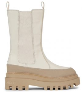 CALVIN KLEIN JEANS – Stivali Donna in Pelle con Zeppa Beige