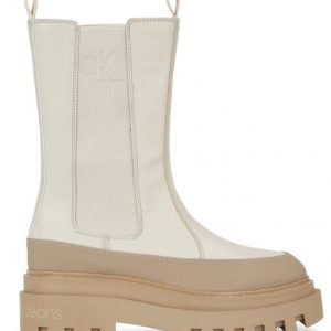 CALVIN KLEIN JEANS – Stivali Donna in Pelle con Zeppa Beige