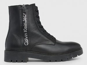 CALVIN KLEIN JEANS – Stivaletti Uomo in Pelle Combat Mid Nero