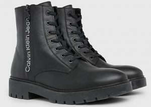 CALVIN KLEIN JEANS – Stivaletti Uomo in Pelle Combat Mid Nero
