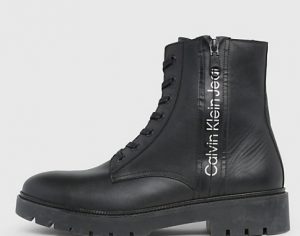CALVIN KLEIN JEANS – Stivaletti Uomo in Pelle Combat Mid Nero