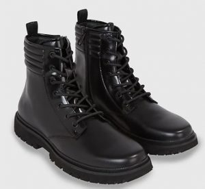 CALVIN KLEIN JEANS – Stivaletti Uomo in Pelle Fodera Twill Triplo Nero