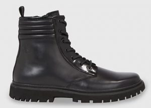 CALVIN KLEIN JEANS – Stivaletti Uomo in Pelle Fodera Twill Triplo Nero