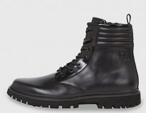 CALVIN KLEIN JEANS – Stivaletti Uomo in Pelle Fodera Twill Triplo Nero